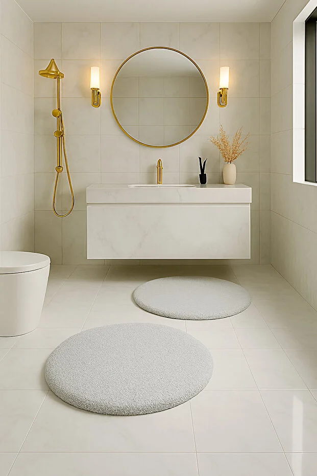 Yuvarlak Yumuşak Kaymaz Taban Peluş Yıkanabilir Banyo Oturma Odası Halı